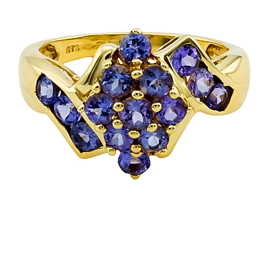 9ct Gold Tanzanite Cluster Ring size N